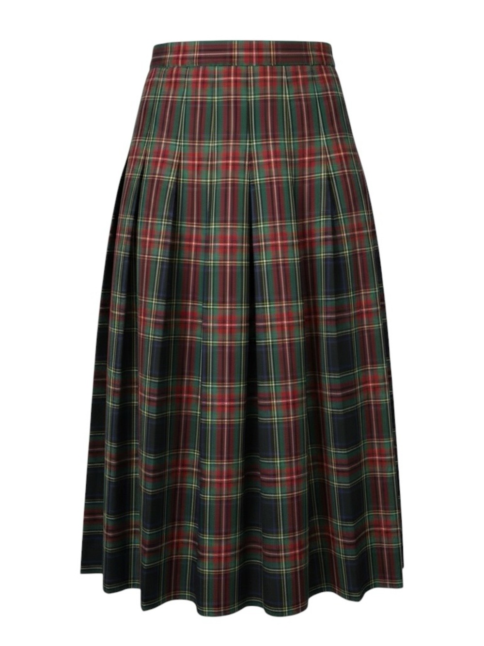 Vintage Brooks Brothers Tartan Plaid Pleated Midi Skirt Red Green Size 14